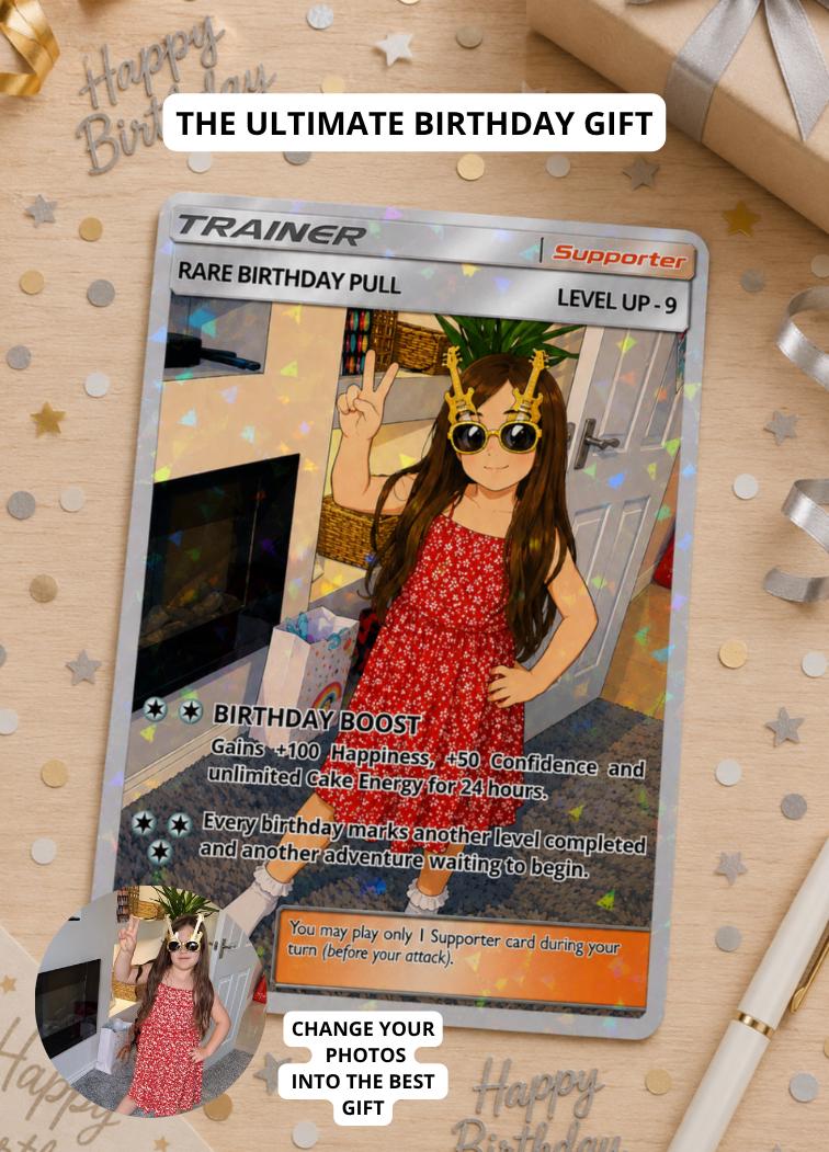Personalised Birthday Trading Card | Anime-Inspired Custom Birthday Gift | Legendary Birthday Card | Unique Collectible Birthday Present
