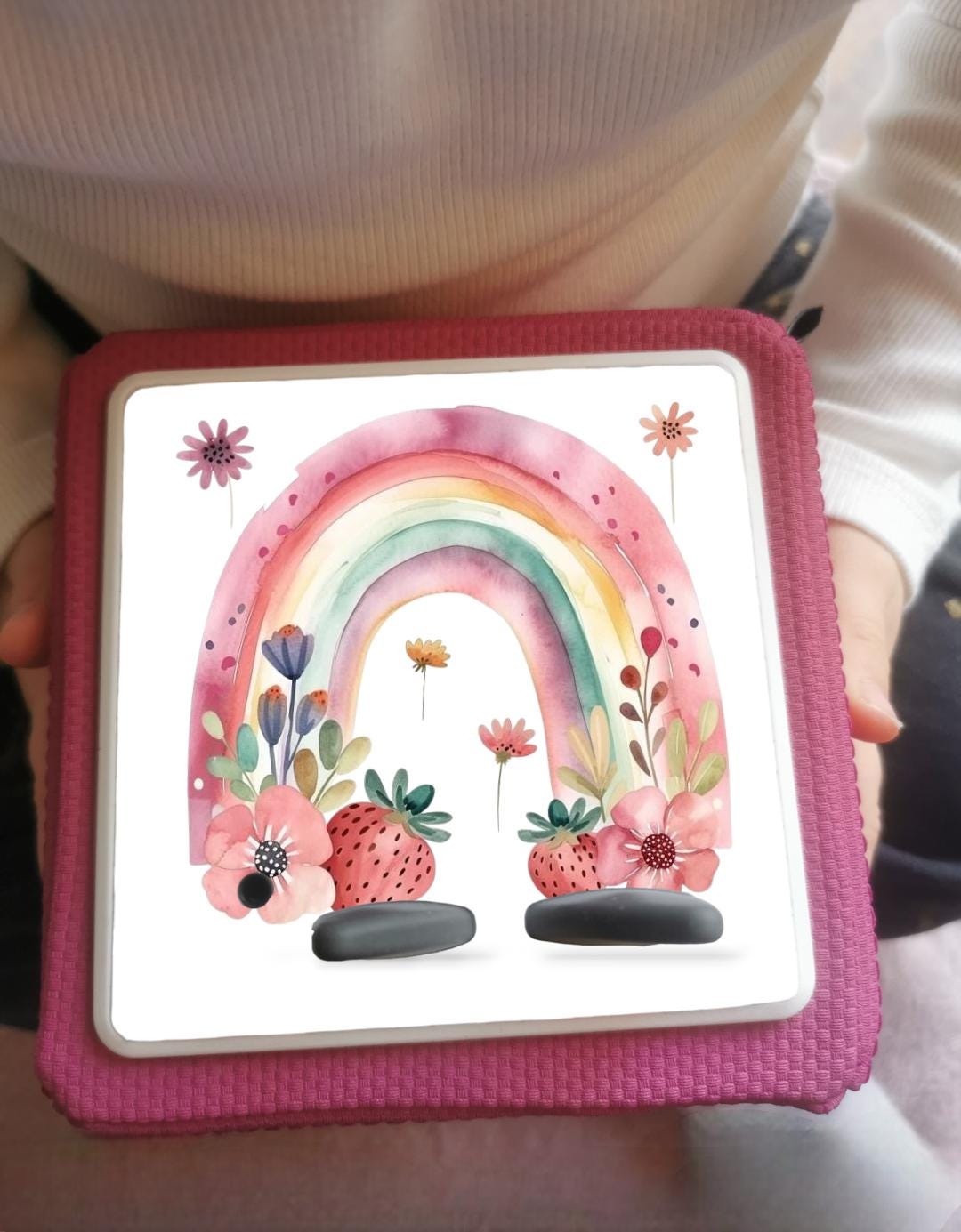 Personalised Tonie box protective Topper/ Flower rainbow