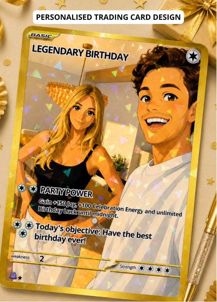 Personalised Birthday Trading Card | Anime-Inspired Custom Birthday Gift | Legendary Birthday Card | Unique Collectible Birthday Present