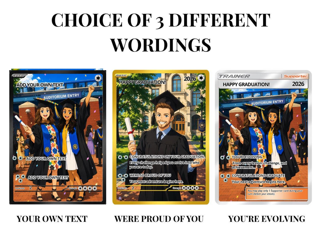 Personalised Graduation Card | Personalised Anime Trading Card Gift | Graduation Keepsake 2026 | Holographic Gamer Graduate Card