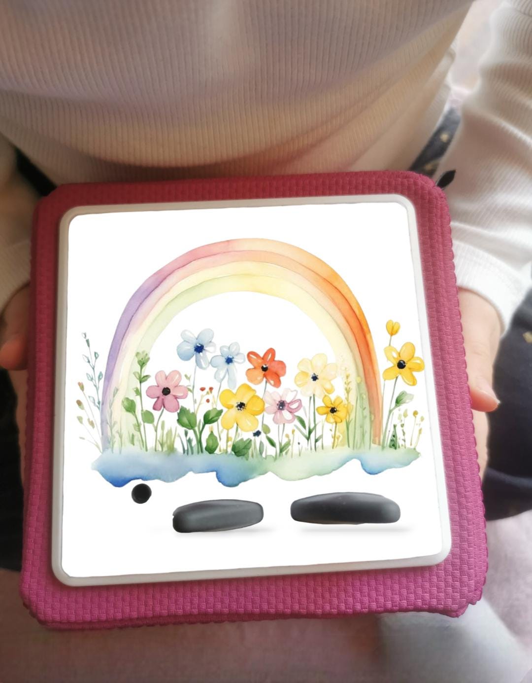 Personalised Tonie box protective Topper/ Flower rainbow