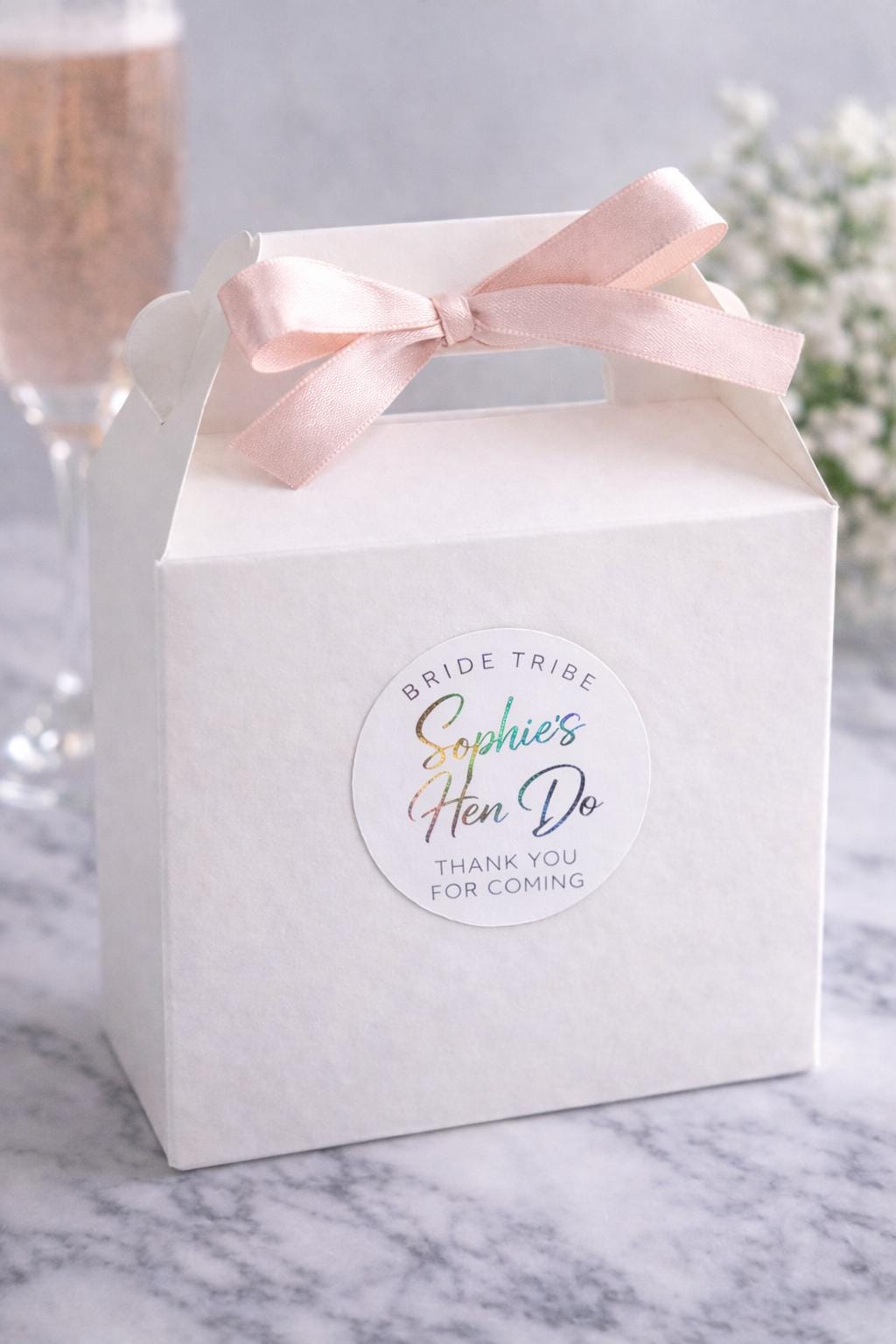 Hen Party Stickers 4cm Round | Personalised Hen Do Labels | 24 Per A4 Sheet | Bridal Shower Favour Stickers | Black or Foil Text