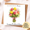 Mother’s Day Card Tulips – Happy Mother’s Day Mum Nan Nanny Grandma Card – Floral Bouquet Mother’s Day Card from Daughter Son