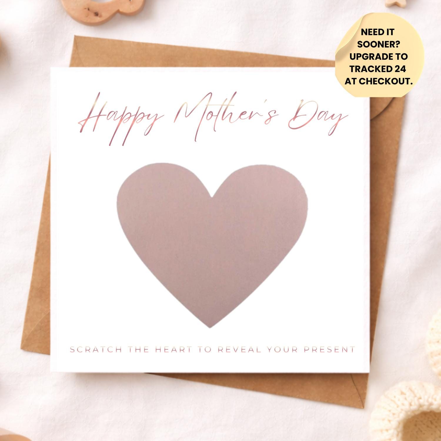 Rose Gold Foil Pregnancy Announcement Mothers Day Card Scratch Reveal | Baby Due 2026 | Foiled Grandma Reveal | Surprise Baby Announcement