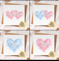 Baby Boy or Girl Heart Card – Twins Baby Card – Watercolour Newborn Congratulations – Twin Boys Twin Girls Baby Shower Card – Minimal Keepsa