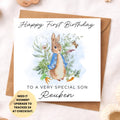 Personalised Bunny 1st Birthday Card for Son – Blue Rabbit Boy Birthday Card – First Second Birthday Nephew Brother Grandson Keepsake