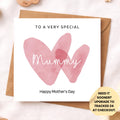Special Heart Mother’s Day Card – Personalised Name Mum Nan Grandma Card – Happy Mother’s Day Flowers Card from Daughter Son