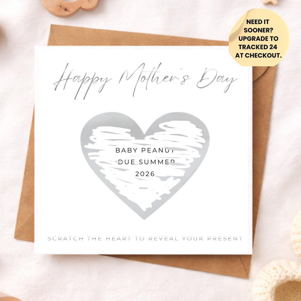 Silver Foil Pregnancy Announcement Mothers Day Card Scratch Reveal | Baby Due 2026 | Foiled Grandma Reveal | Surprise Baby Announcement