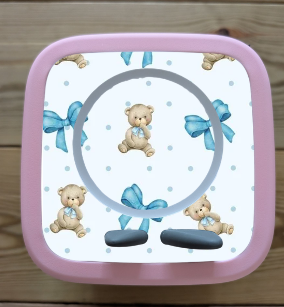 Personalised Tonie box 2 protective Decal / Topper / Removable Glossy Vinyl  Sticker / blue teddy bear/ blue Nursery themed