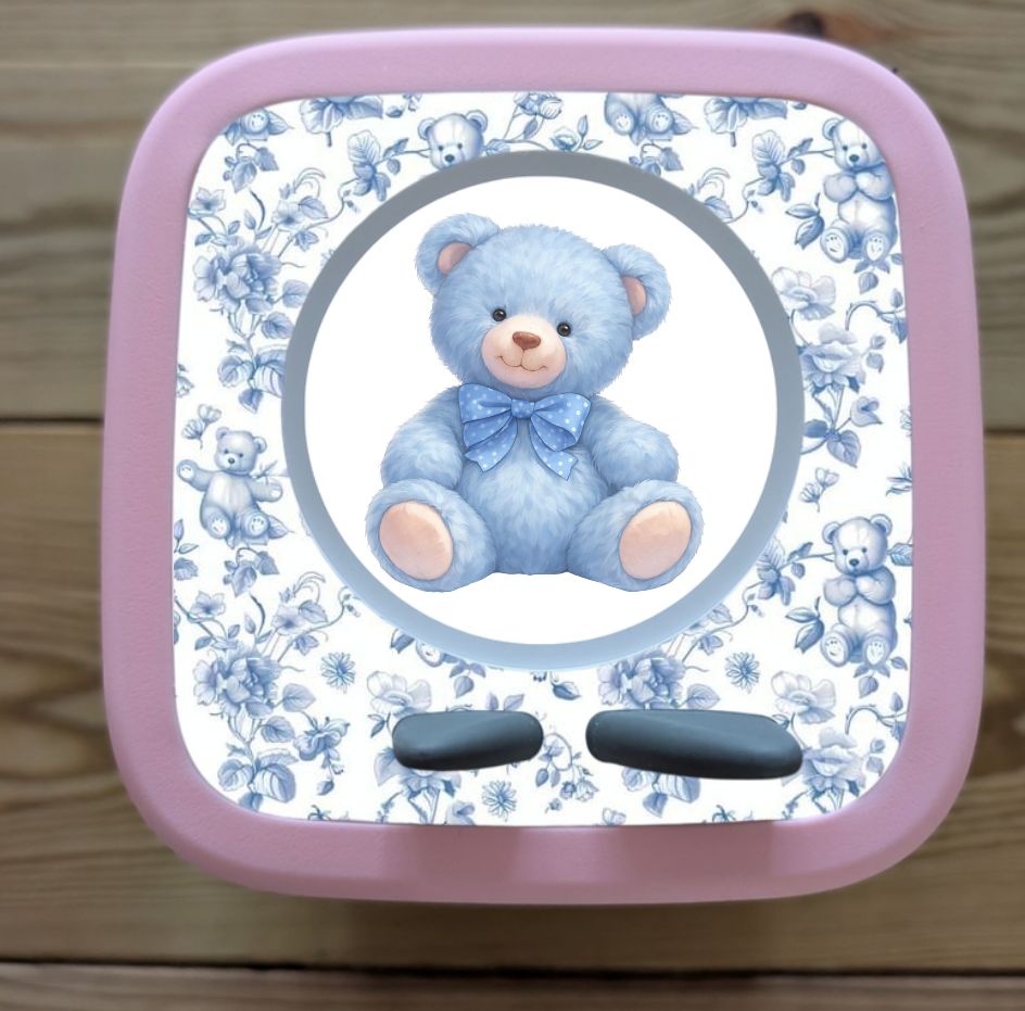 Personalised Tonie box 2 protective Decal / Topper / Removable Glossy Vinyl  Sticker / blue teddy bear/ blue Nursery themed