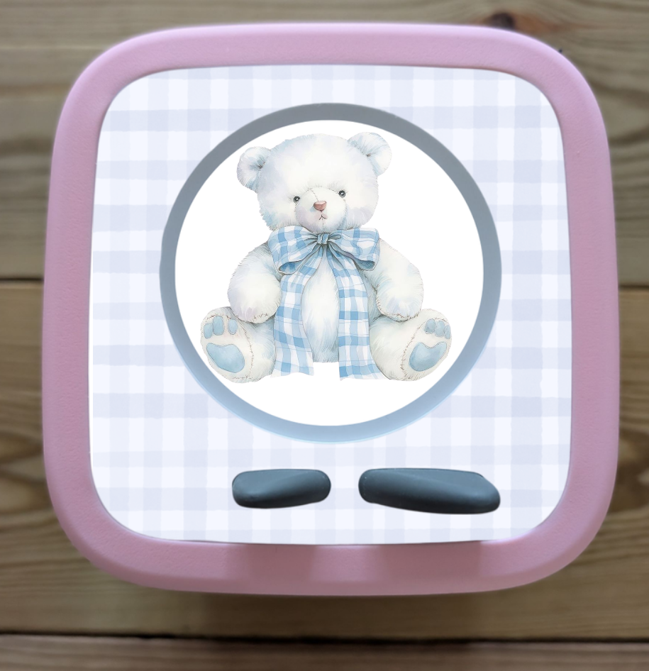 Personalised Tonie box 2 protective Decal / Topper / Removable Glossy Vinyl  Sticker / blue teddy bear/ blue Nursery themed