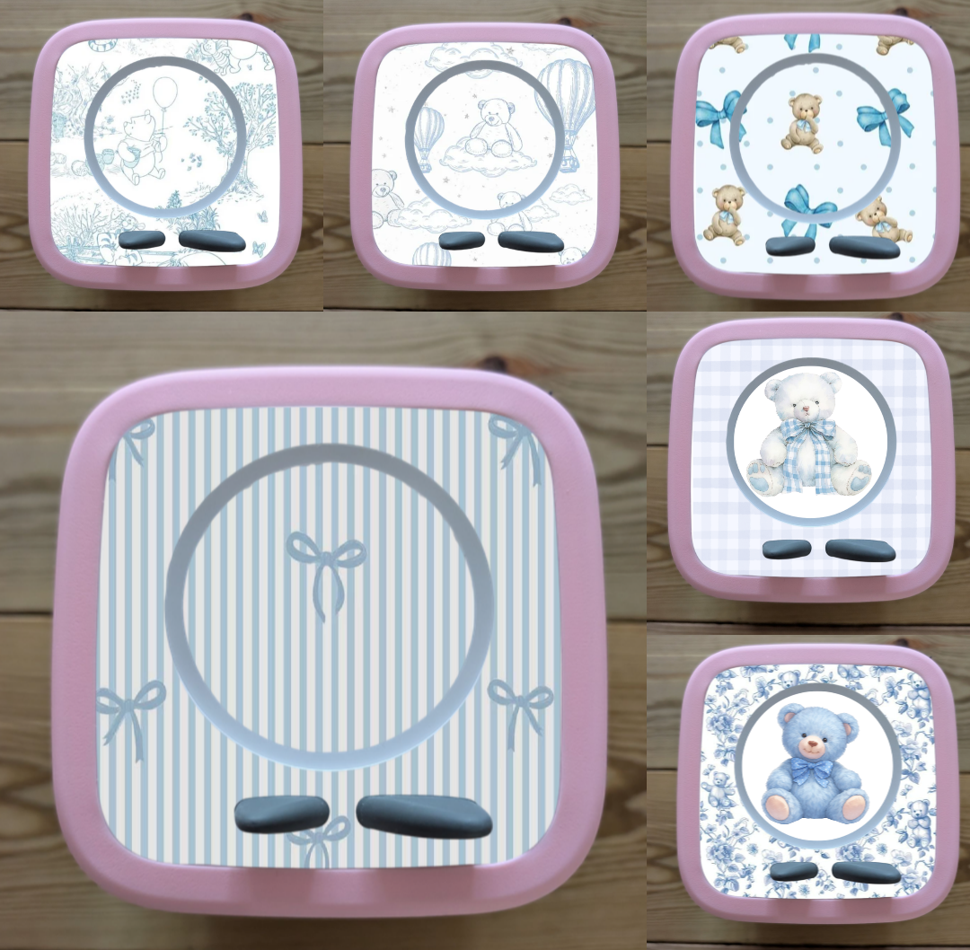 Personalised Tonie box 2 protective Decal / Topper / Removable Glossy Vinyl  Sticker / blue teddy bear/ blue Nursery themed